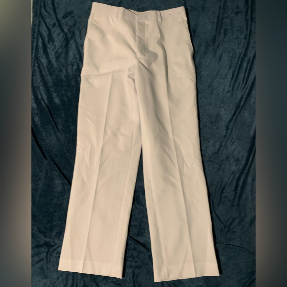 rgm white 100% polyester dress pants very comfortable